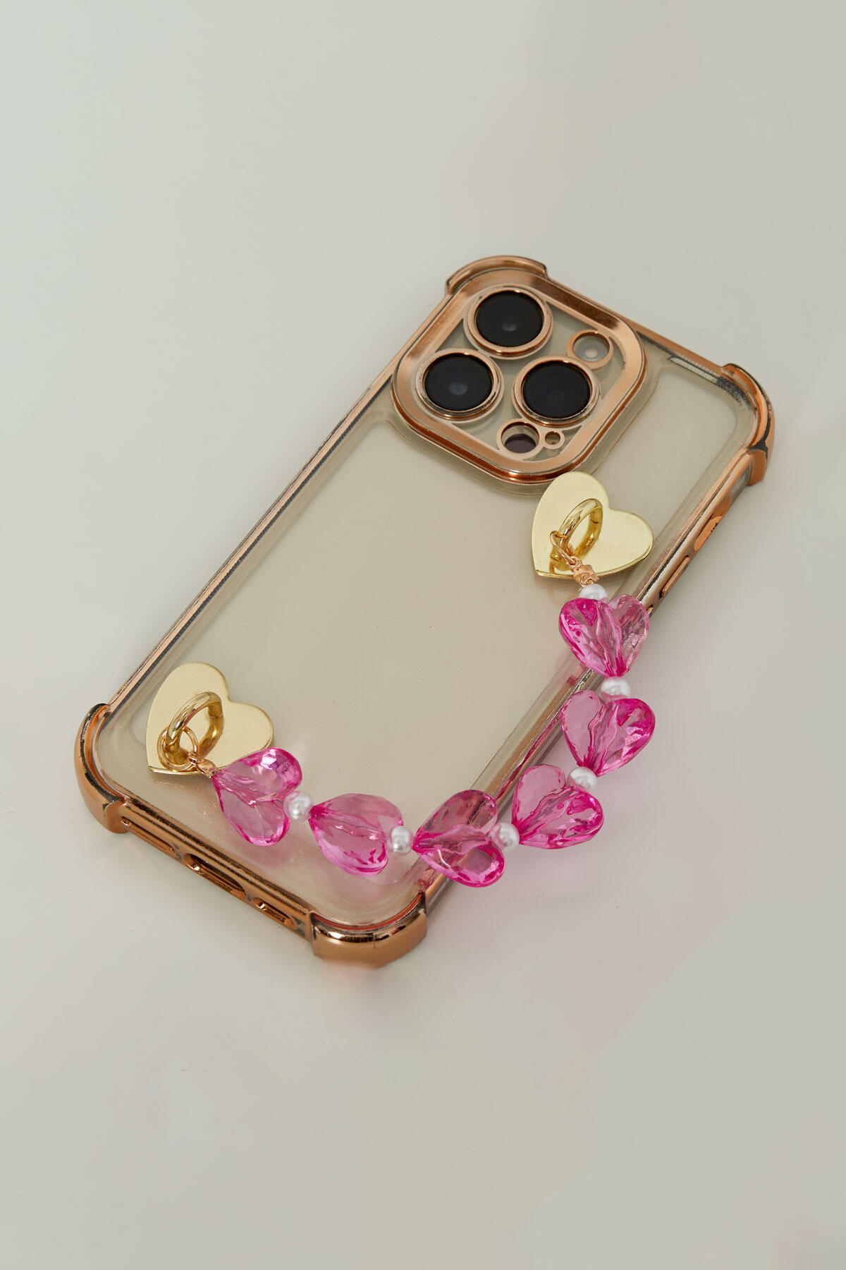 Cavo telefonico corto con cuori - trasparente Immagine2