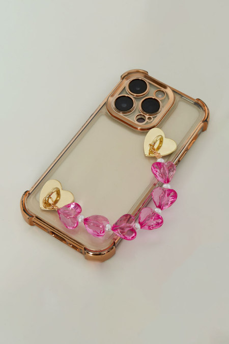 Short telephone cord with hearts - transparent 2