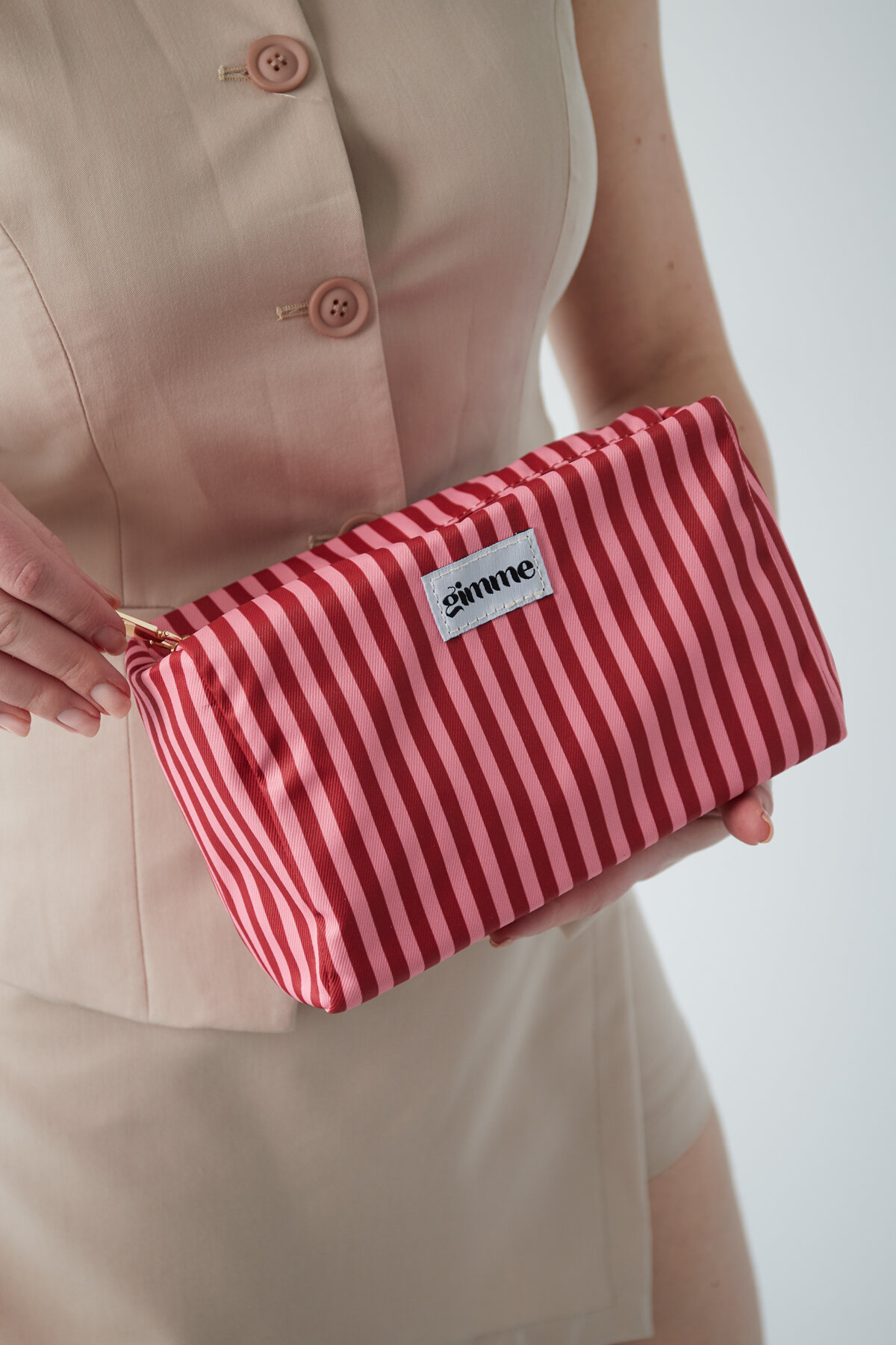 Kosmetiktasche kleine Streifen - Rosa Rot h5 Bild3
