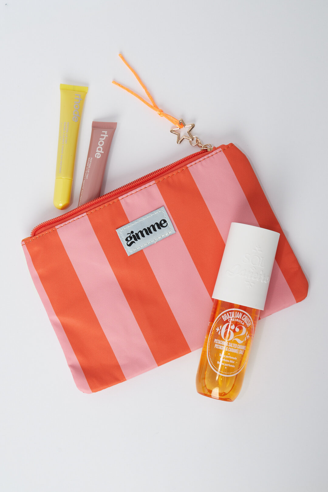 Flat toiletry bag large stripe - Orange pink h5 Picture2