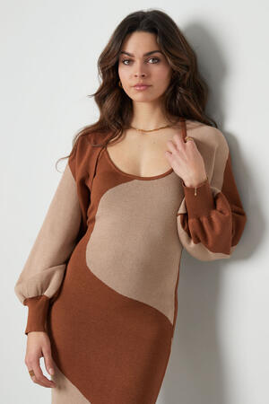 Top a Manica Lunga Donna in Viscosa Design a Blocchi di Colore h5 Immagine2