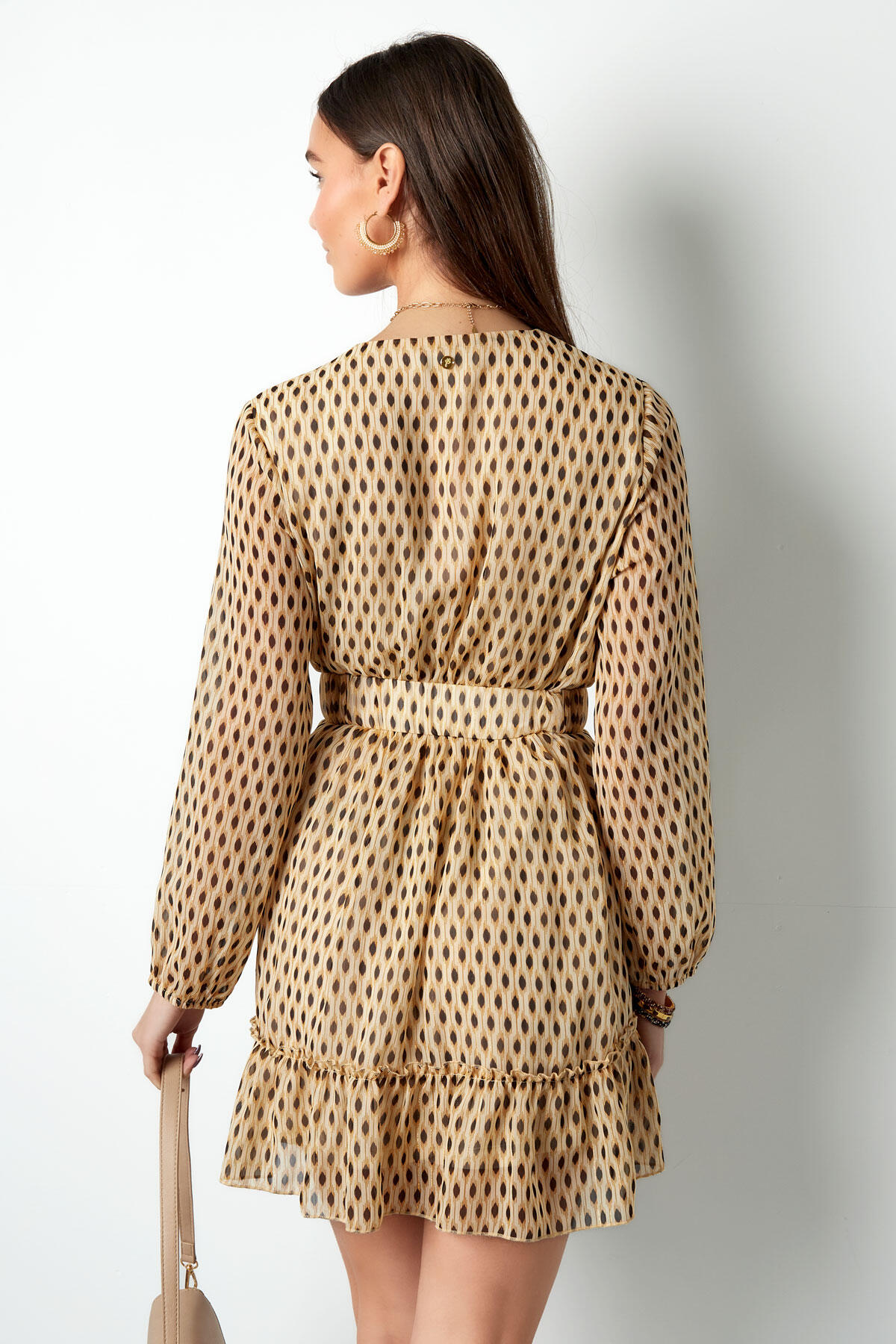 Vestido estampado con cinturón - beige S h5 Imagen6
