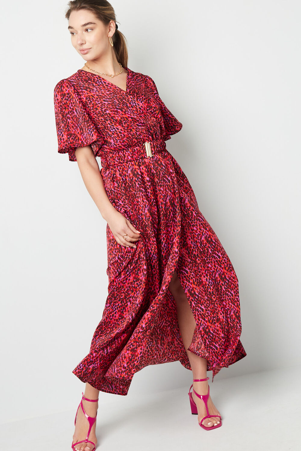 Langes Kleid mit Aufdruck - rot S h5Bild2