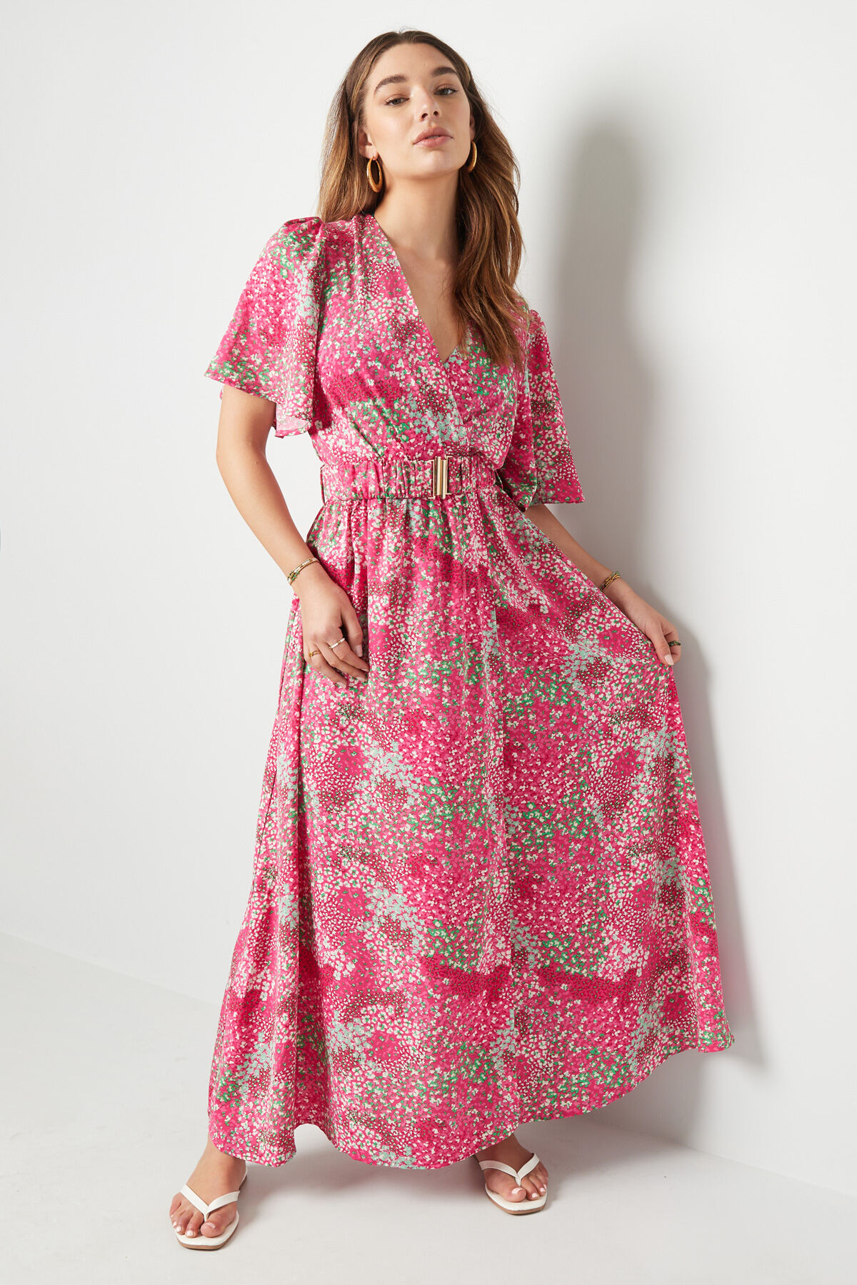 Maxi Vestido Estampado Floral Rosa S Imagen2