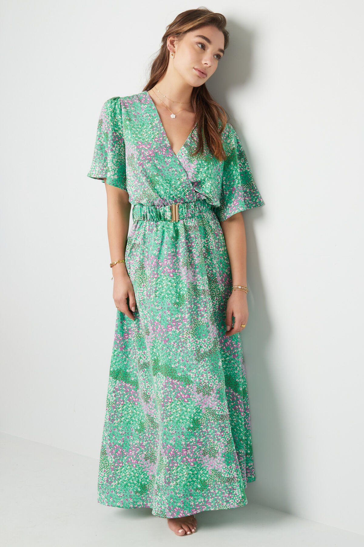 Maxi Vestido Estampado Floral Rosa S Imagen4