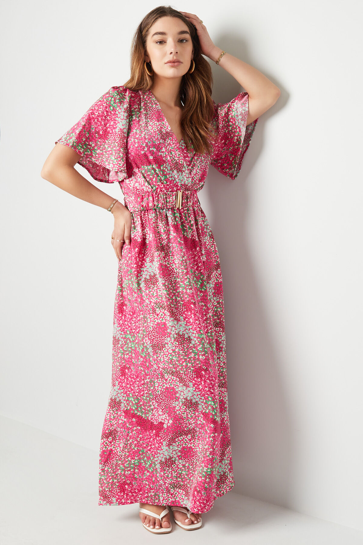 Maxi Vestido Estampado Floral Rosa S Imagen5