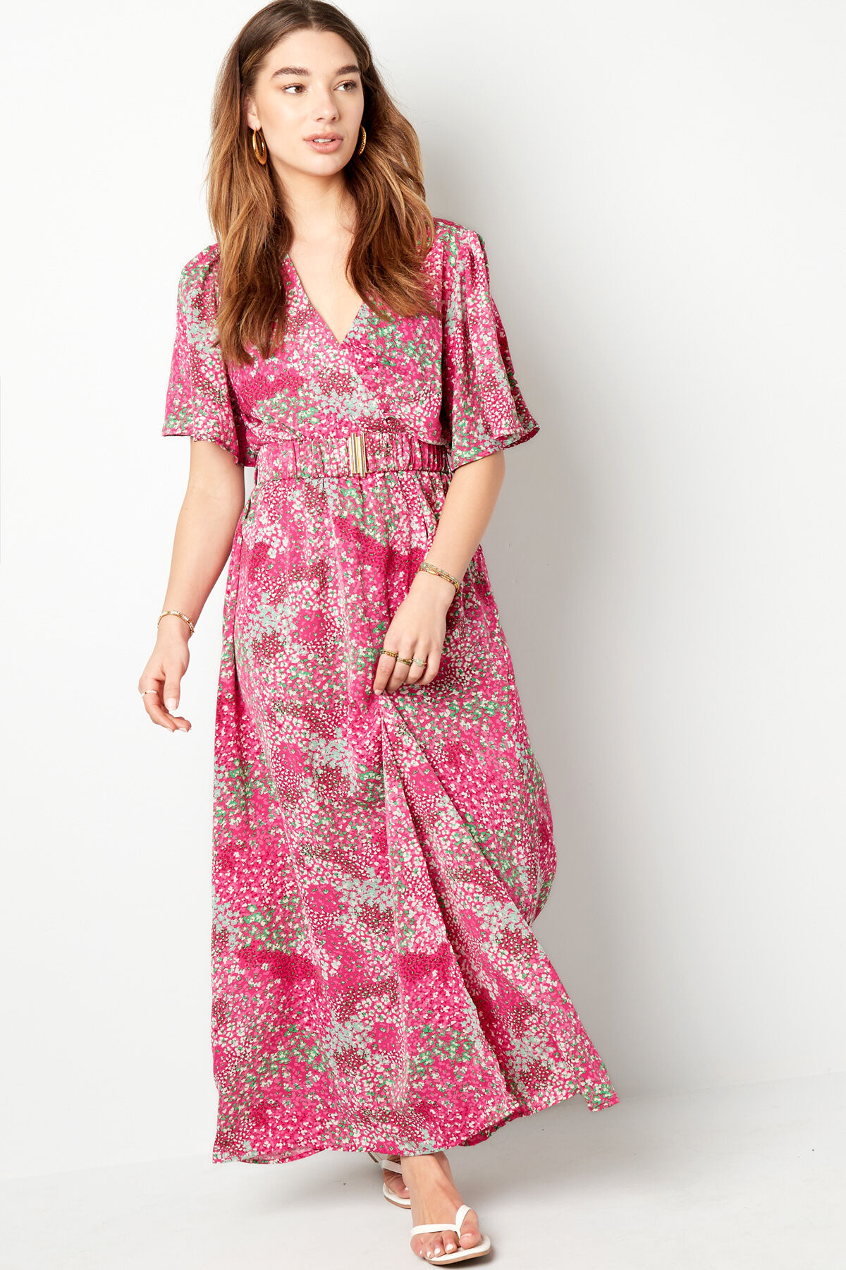 Maxi Vestido Estampado Floral Rosa S Imagen7