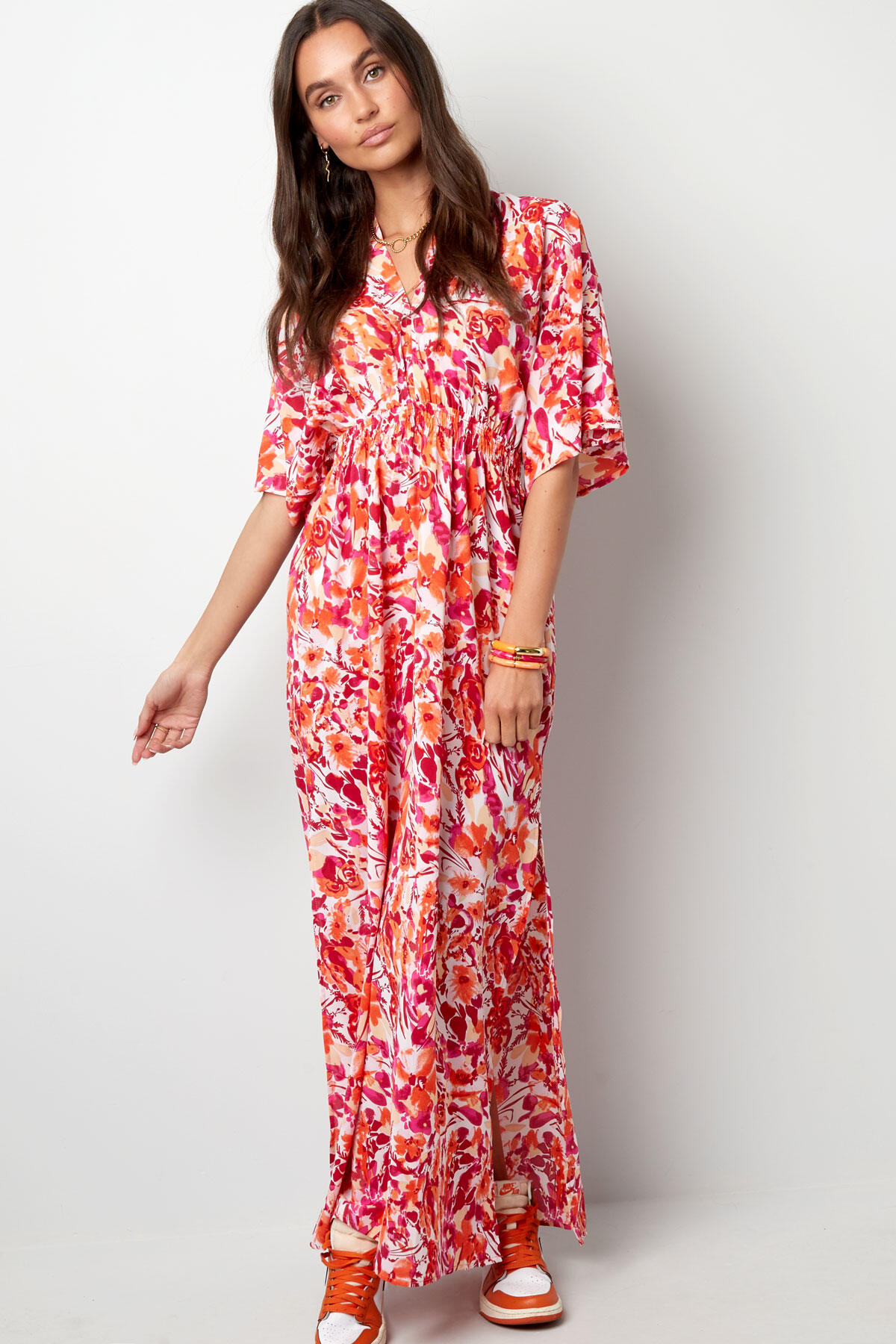 Vestido flores ajustado - naranja/rosa Imagen9