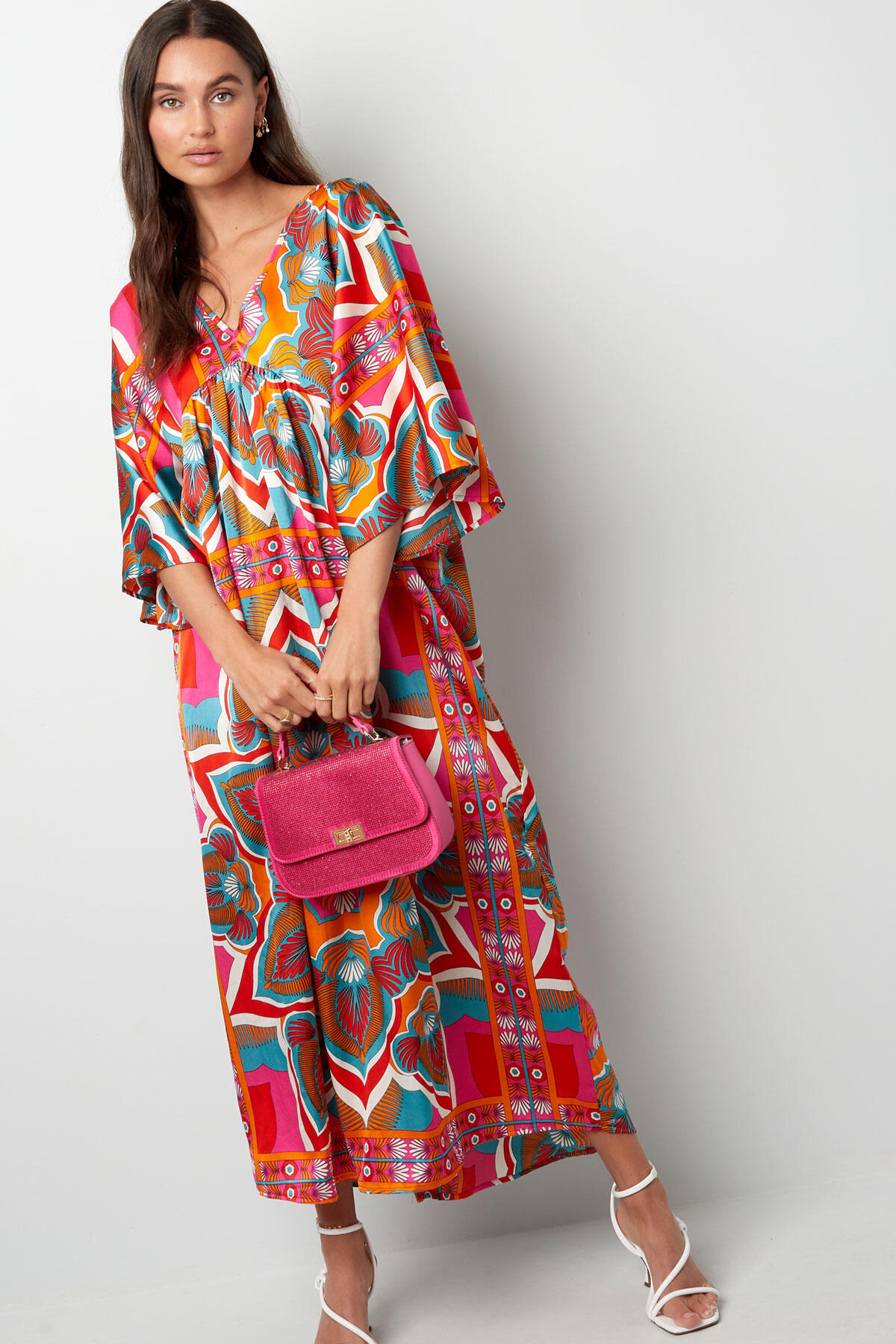Maxi vestido estampado feliz - naranja/rojo h5 Imagen4