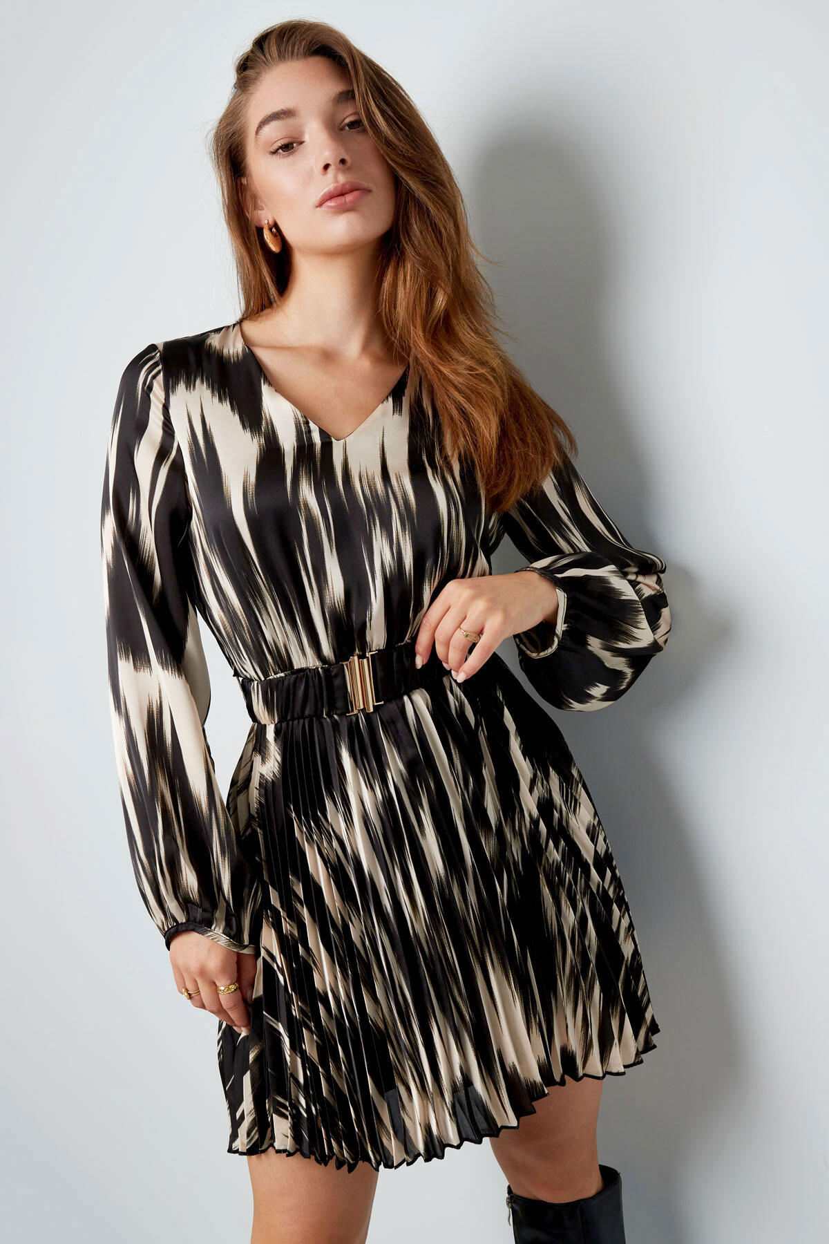 Robe imprimé rayures - noir/blanc h5Image3
