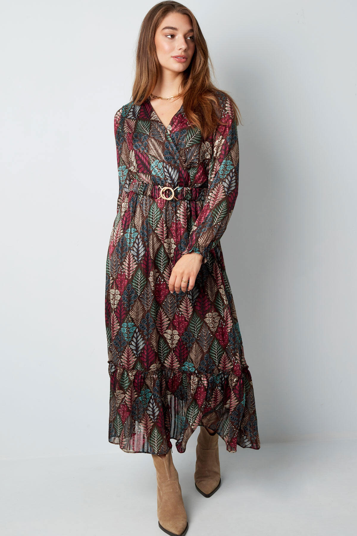 Maxikleid Herbstdruck Beige Multi h5 Bild6