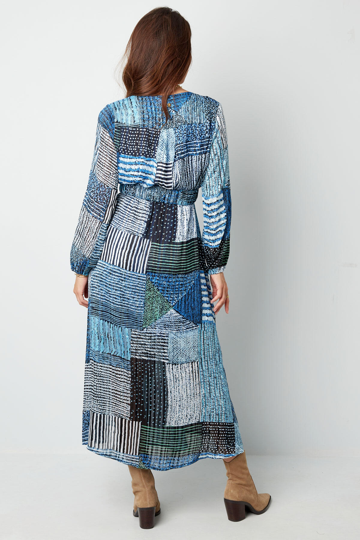 Vestido Maxi de Mujer en Poliéster Estilo Wrap Diseño Patchwork h5 Imagen4