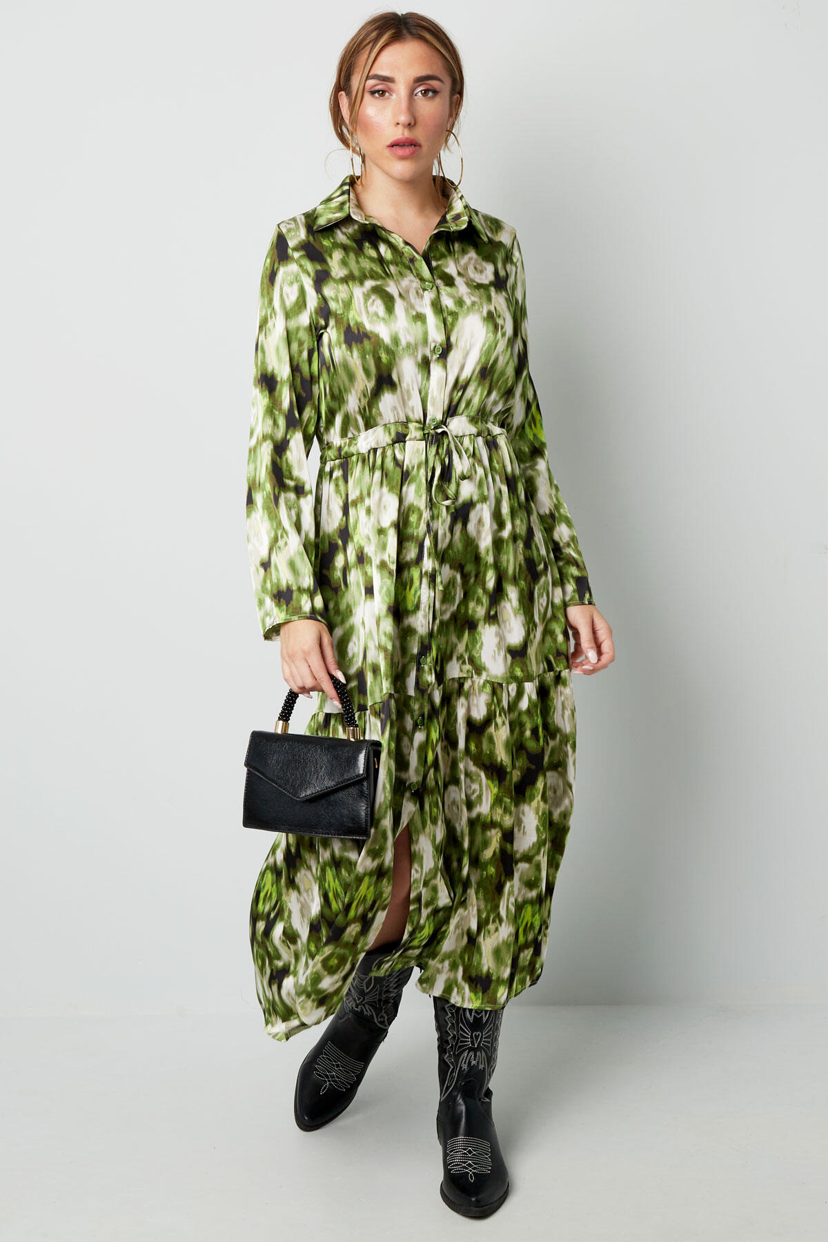 Vestido Largo de Mujer en Poliéster Estampado Floral Botones h5 Imagen3