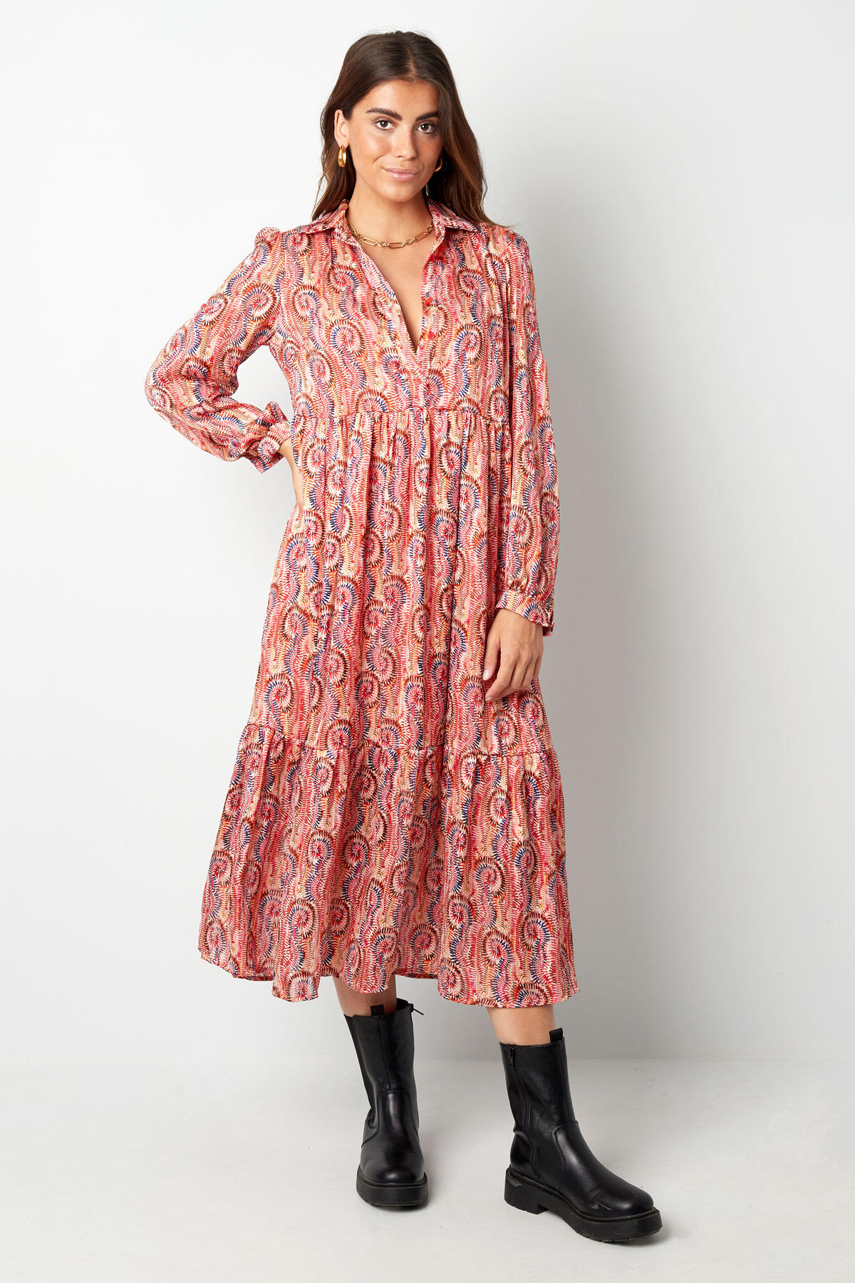 Vestido Maxi de Mujer en Poliéster Estampado Manga Larga h5 Imagen3