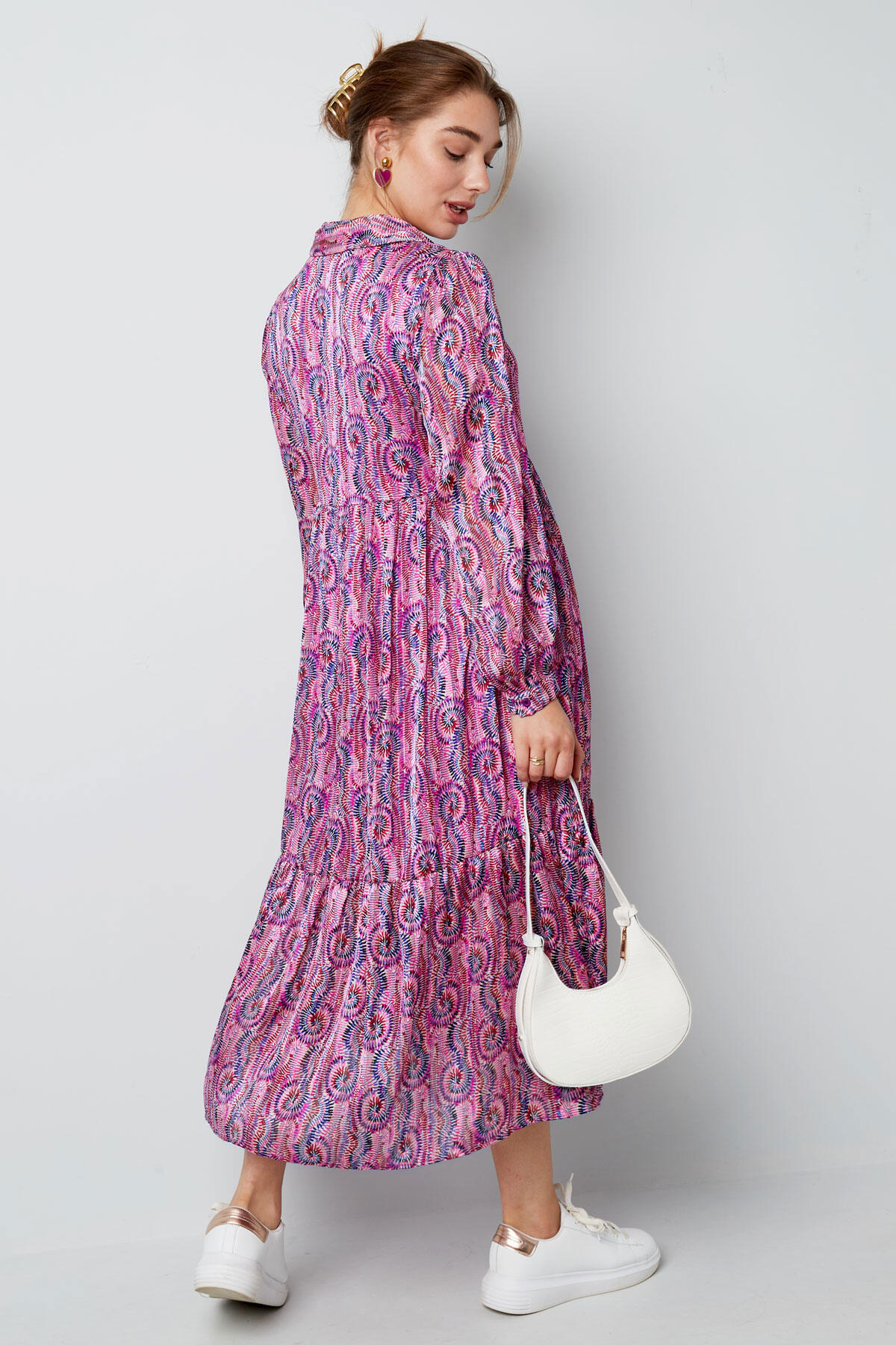 Vestido Maxi de Mujer en Poliéster Estampado Manga Larga h5 Imagen5