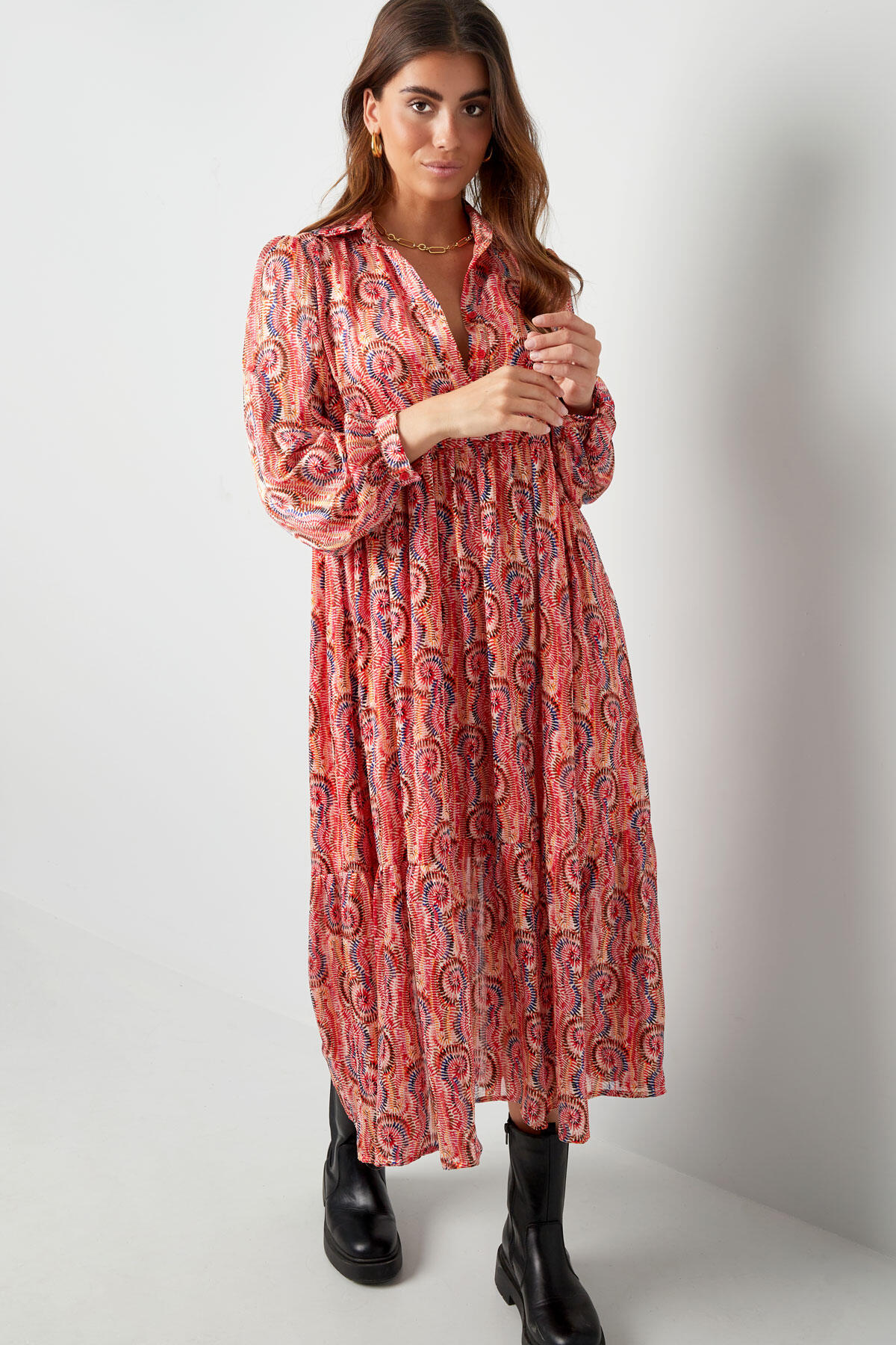 Vestido Maxi de Mujer en Poliéster Estampado Manga Larga h5 Imagen8