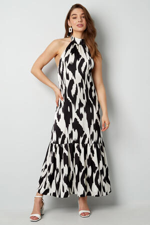 Polyester Vrouwen Maxi Jurk Halterhals Ikat Print h5 Afbeelding4