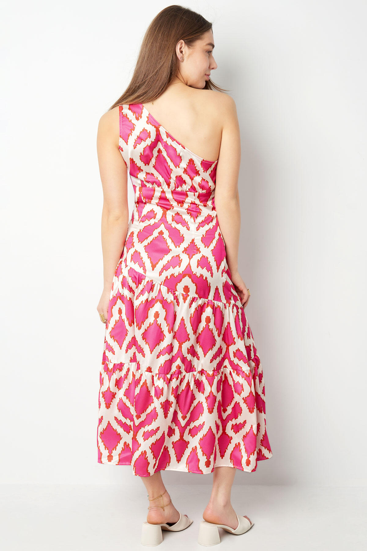 Polyester Women's Maxi Dress One-Shoulder Geometric Print Picture9