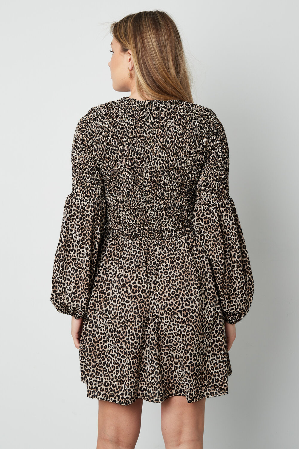 Polyester Women's Mini Dress Leopard Print Puff Sleeve h5Picture5