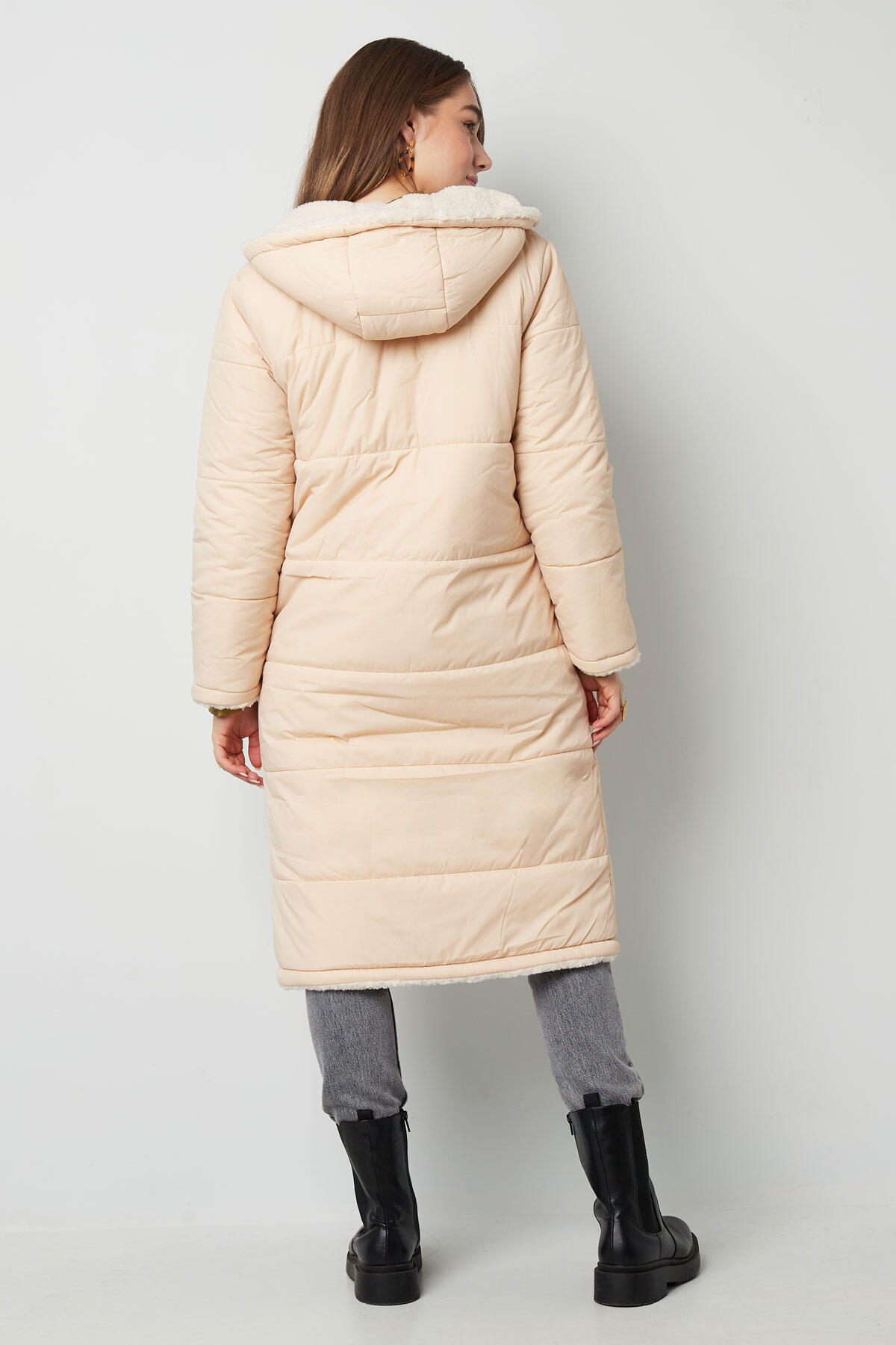 Manteau d'hiver long pour femme avec doublure en fausse fourrure et capuche amovible h5 Image11