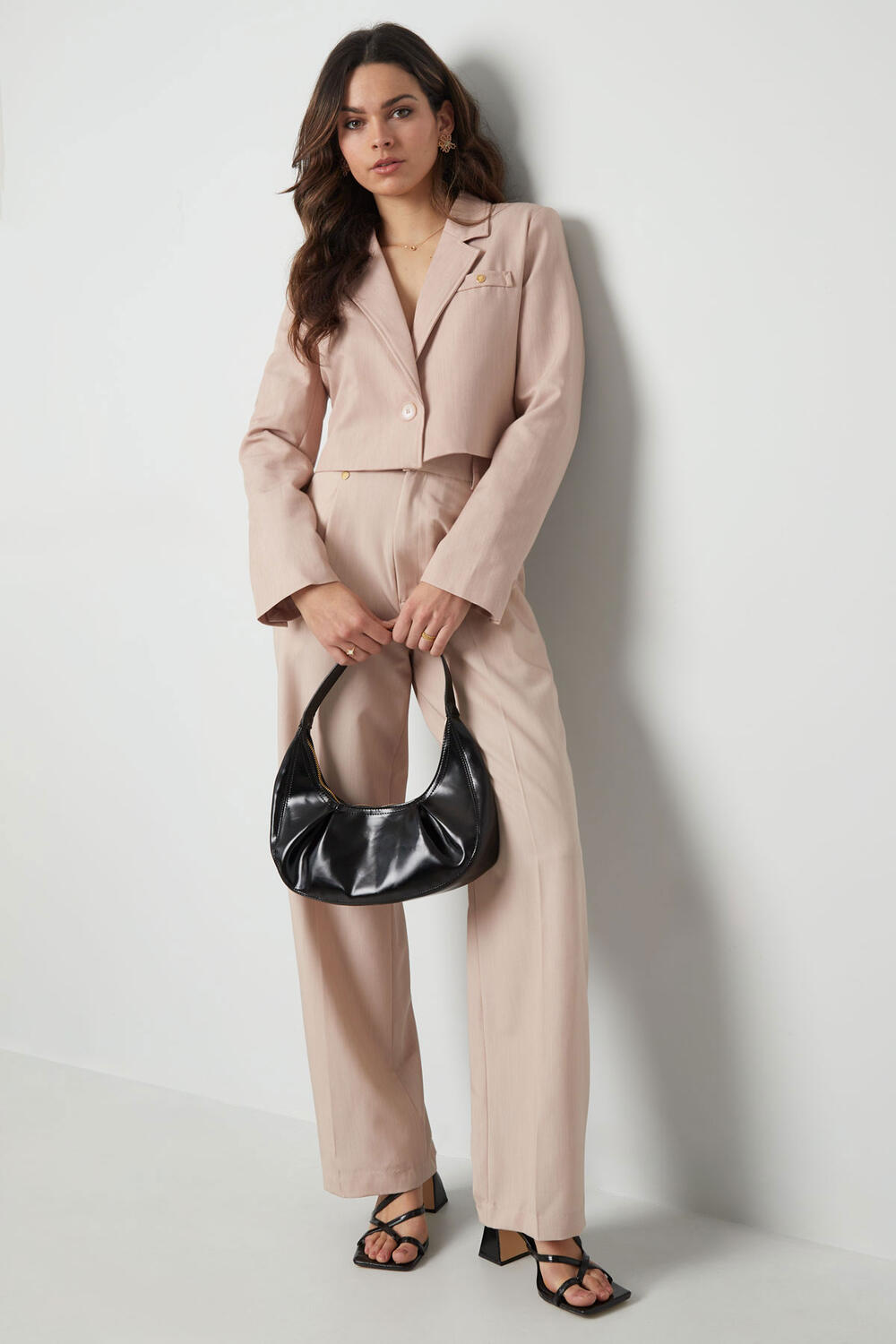 Polyester Women's Suit Set Cropped Blazer Style h5Picture8