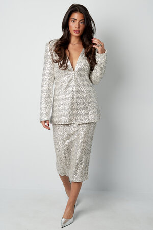 Set Abito Donna Poliestere Giacca con Paillettes Abbigliamento Formale da Sera h5 Immagine6