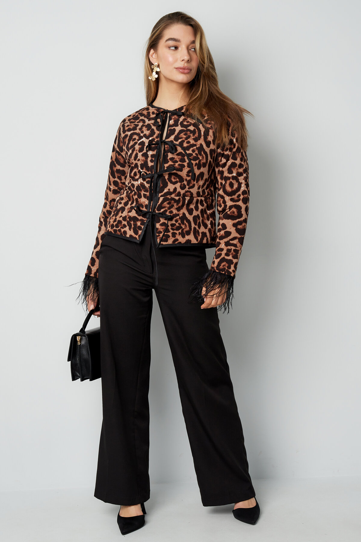 Polyester Damenjacke Leopardenmuster Fransen-Detail h5 Bild3