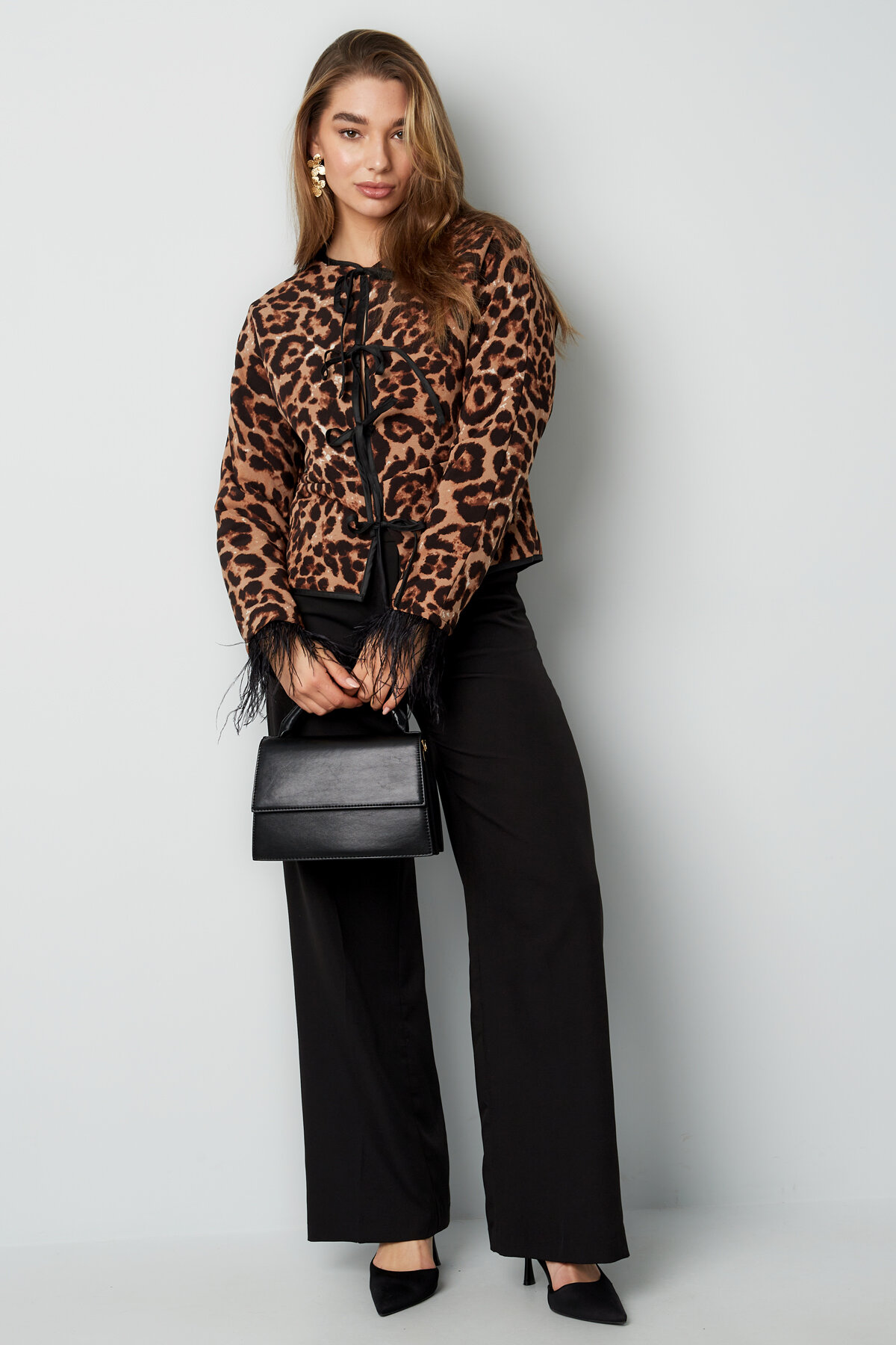 Polyester Damenjacke Leopardenmuster Fransen-Detail h5 Bild4