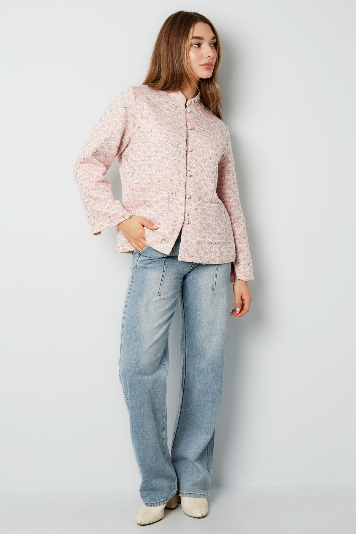 Chaquetas de Mujer de Poliéster Estilo Chino Patrón Bordado h5 Imagen3