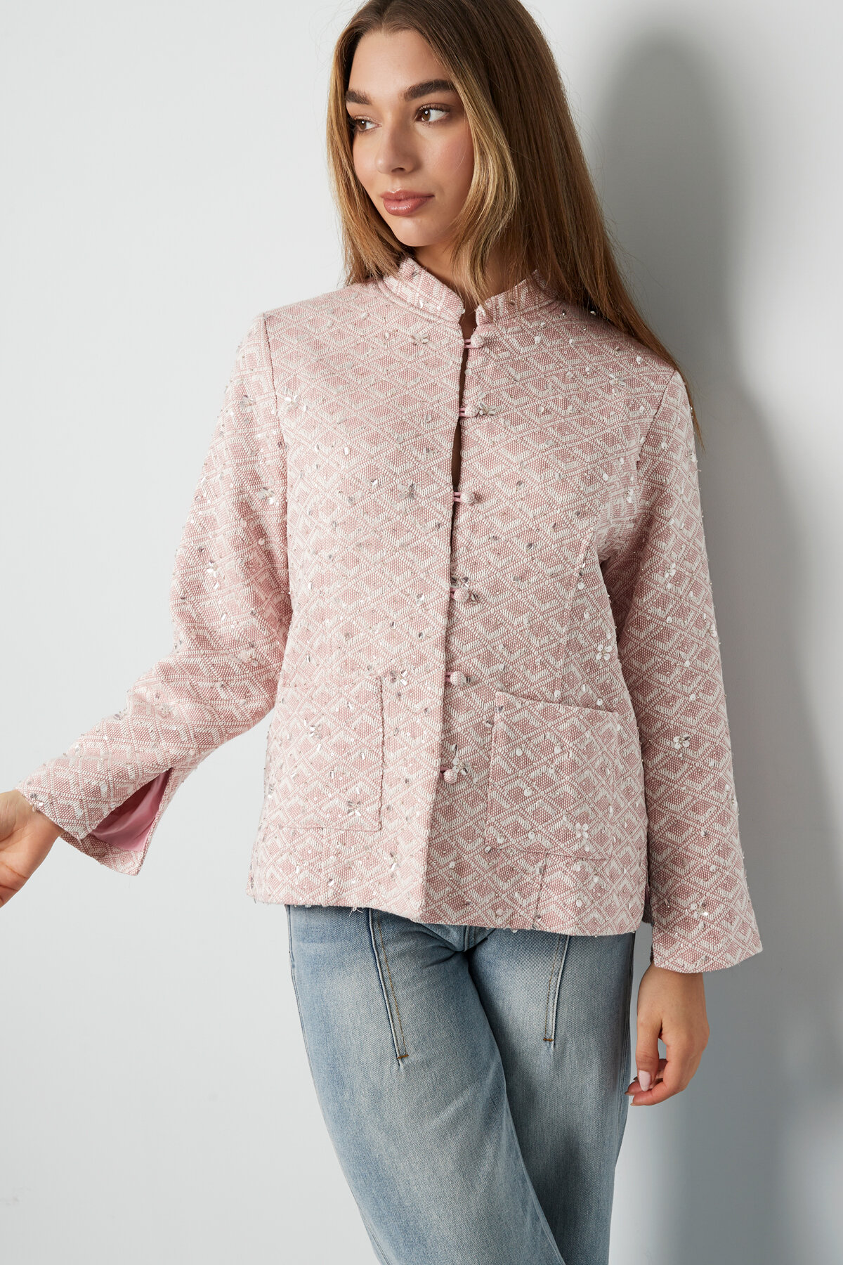 Chaquetas de Mujer de Poliéster Estilo Chino Patrón Bordado h5 Imagen4