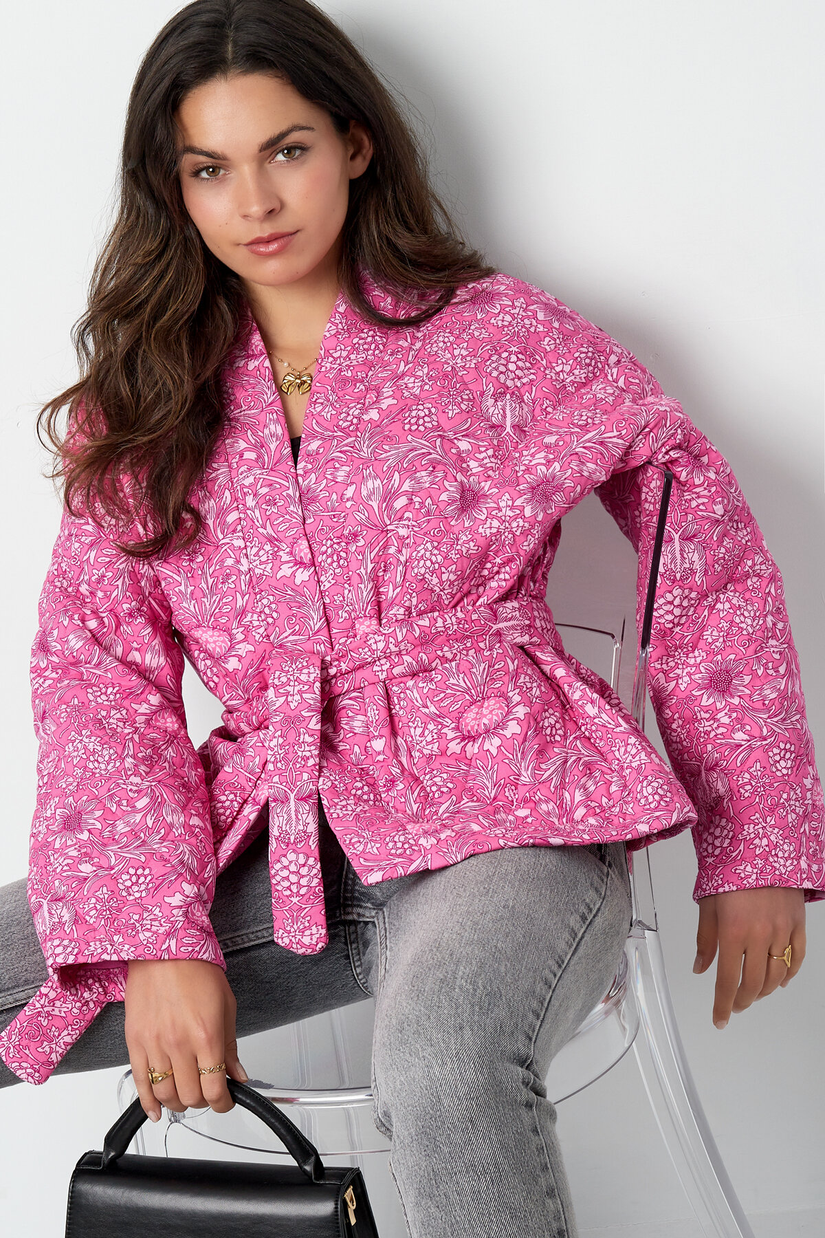 Veste Kimono Femme en Rayonne Imprimé Floral Ceinturée Image2