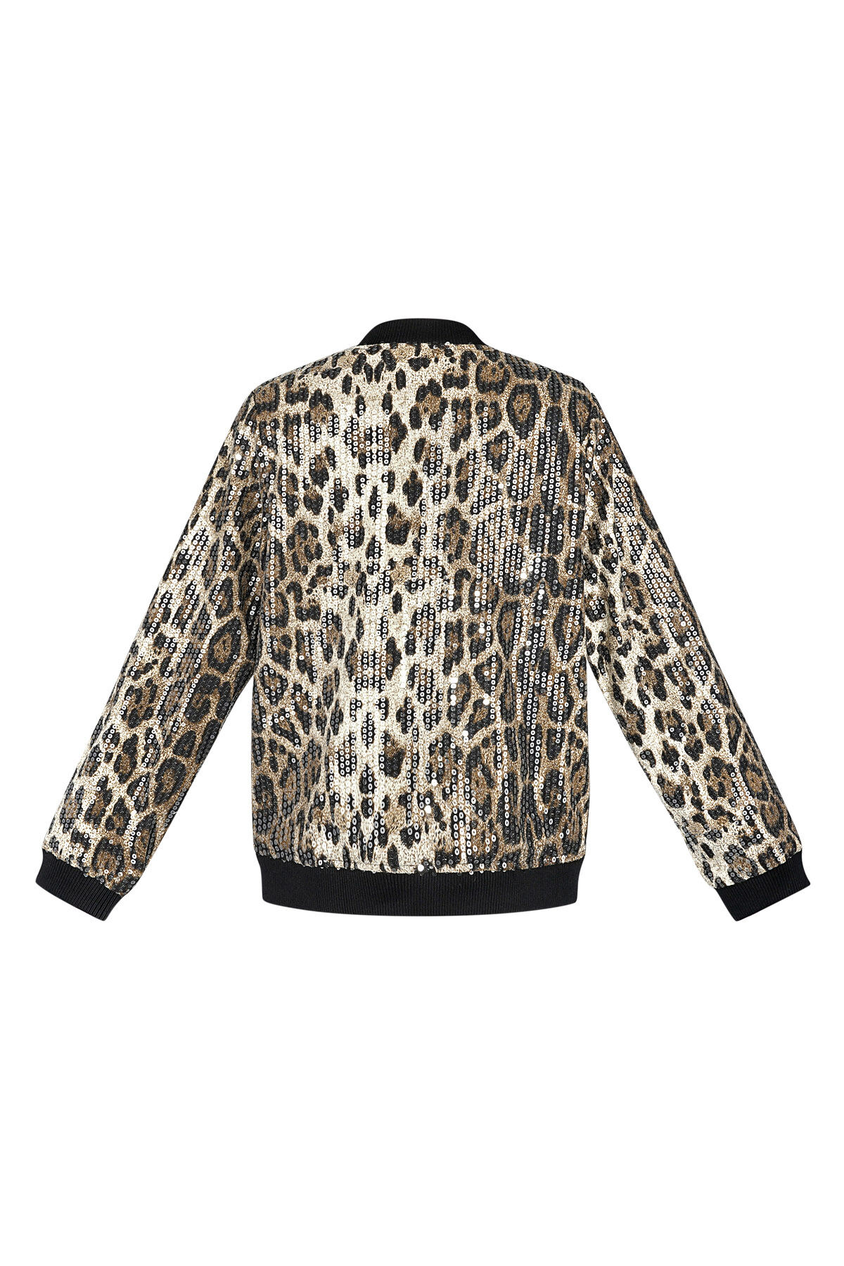 Polyester Women's Bomber Jacket Leopard Print Sequin Embellished h5 Picture4