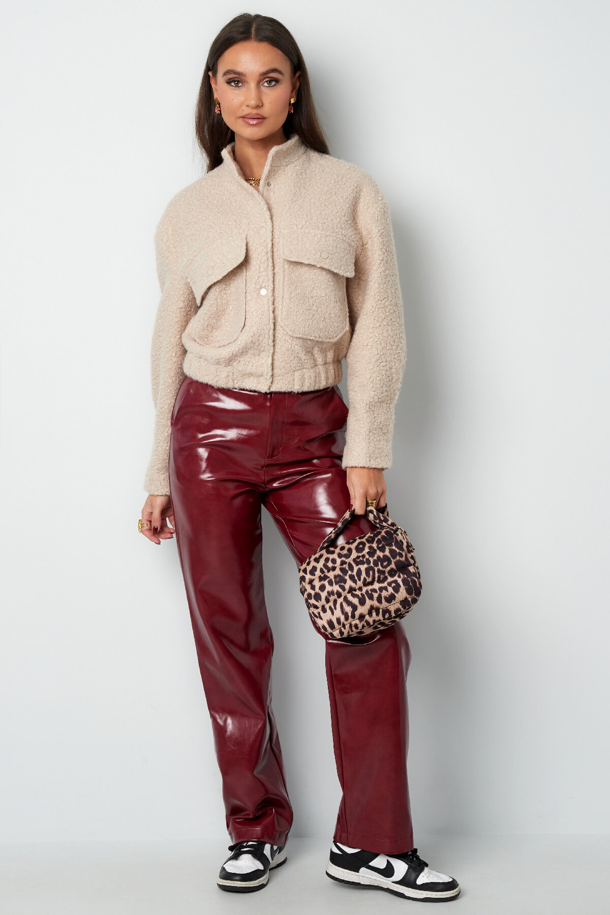 Geweven Polyestervezel Vrouwen Jas Casual Solide Kleur Herfst/Winter Afbeelding7
