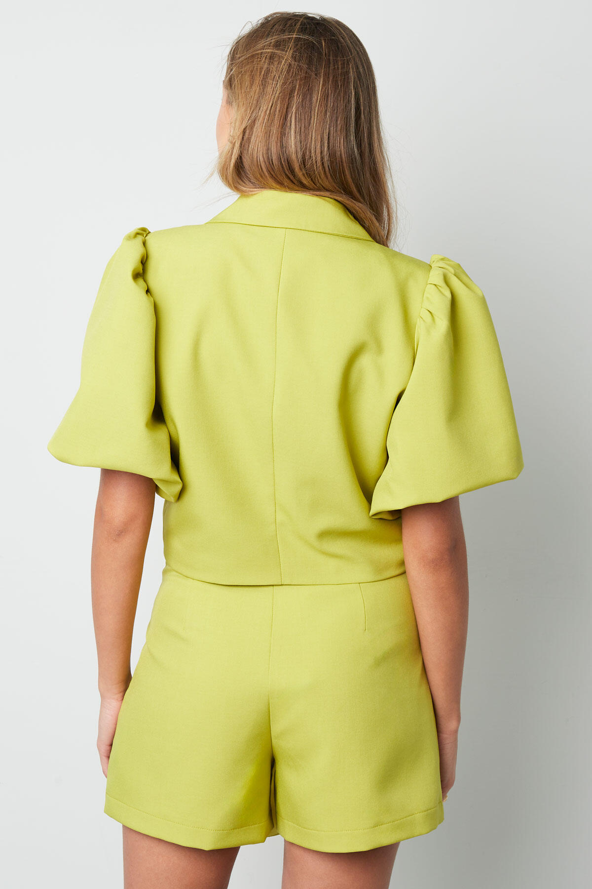 Polyester Vrouwen Suit Set Puff Sleeve Cropped Blazer h5 Afbeelding10