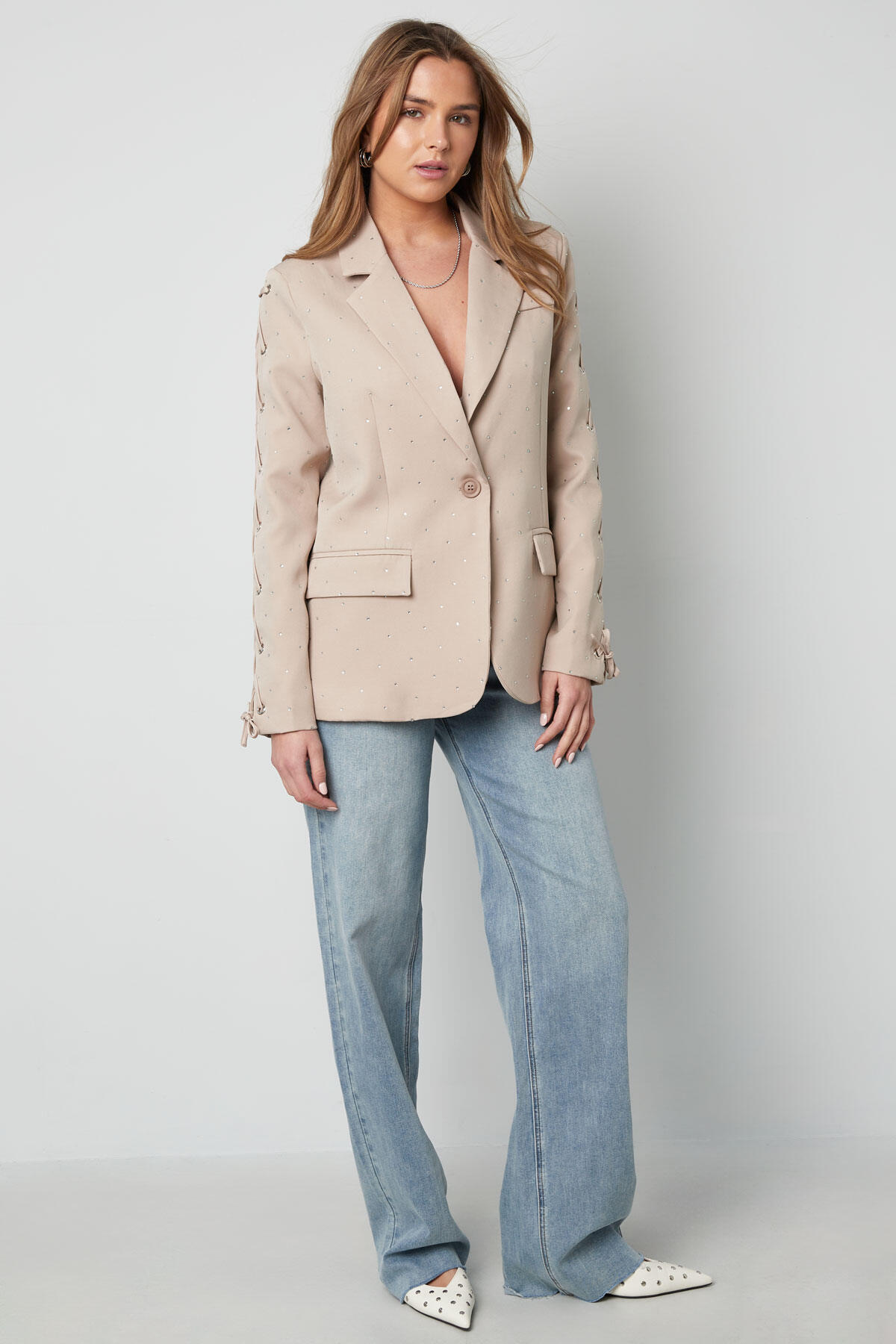 Polyester Women's Blazer Set Lace-Up Sleeve Design Picture5