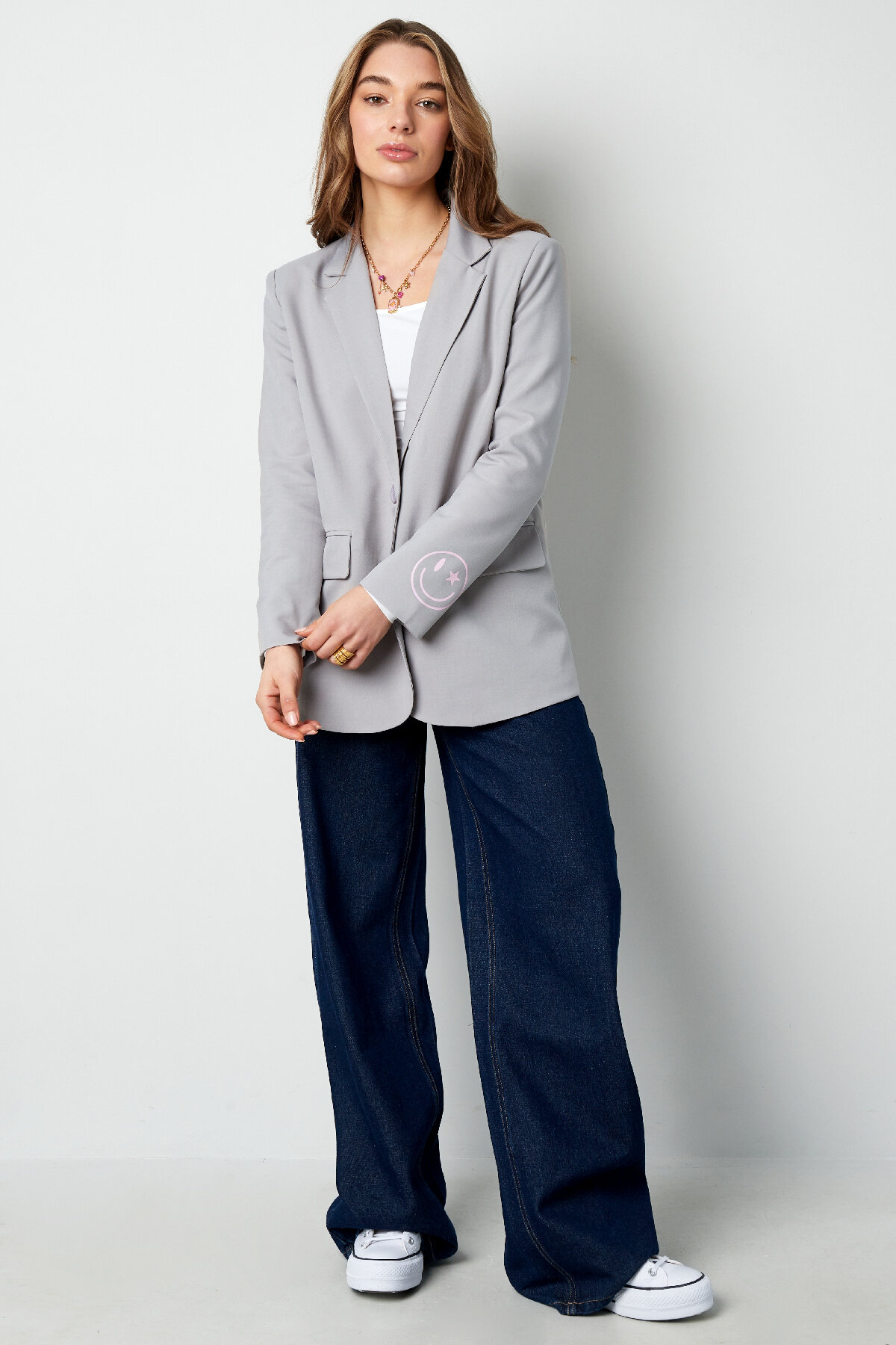 Set di Giacca da Donna in Poliestere Taglio Oversized con Logo Ricamato Immagine8
