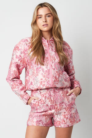 Polyester Women's Cropped Jacket Floral Print Sporty h5 Picture2