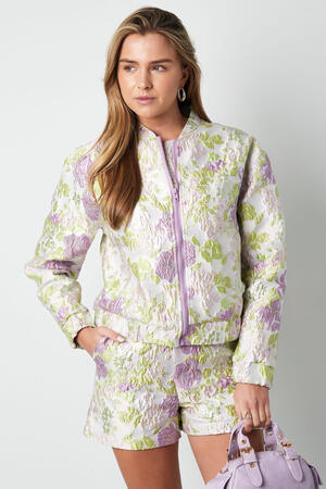 Polyester Women's Cropped Jacket Floral Print Sporty h5 Picture6