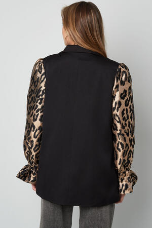 Polyester Women's Suit Set Blazer with Leopard Print Puff Sleeves h5 Picture5