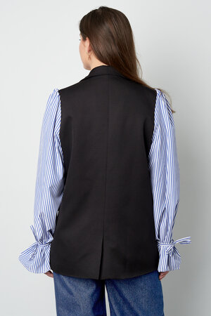Vrouwen gestructureerde vest met afneembare gestreepte mouwen h5 Afbeelding5