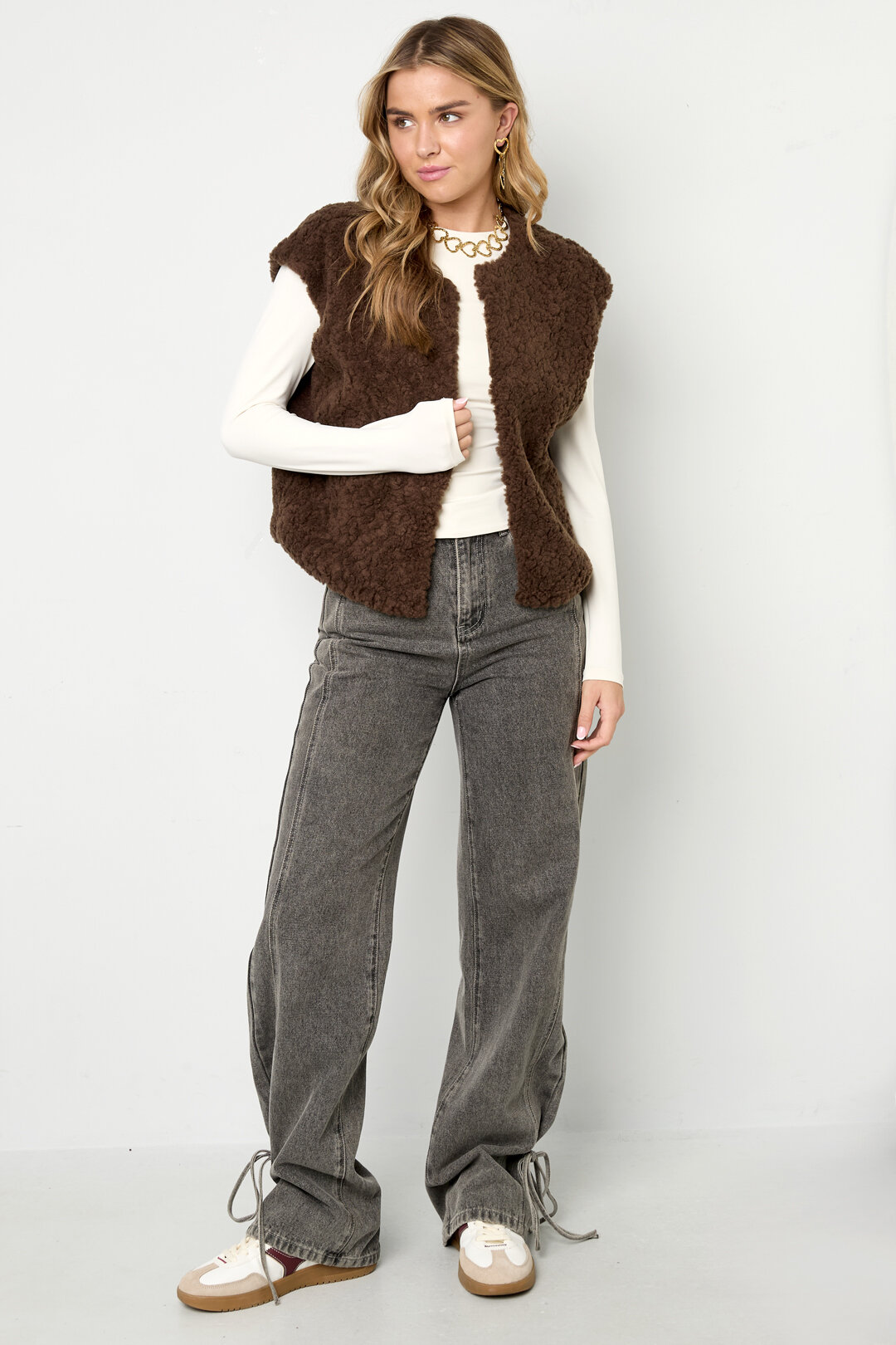 Woven Polyester Fiber Women's Vest Casual Solid Color Fall/Winter h5 Picture3