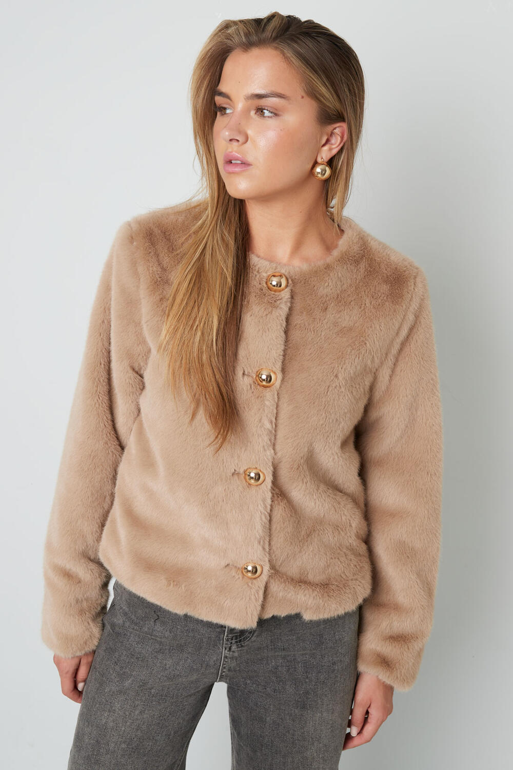 Woven Polyester Fiber Women's Jacket Elegant Solid Color Fall/Winter h5Picture11