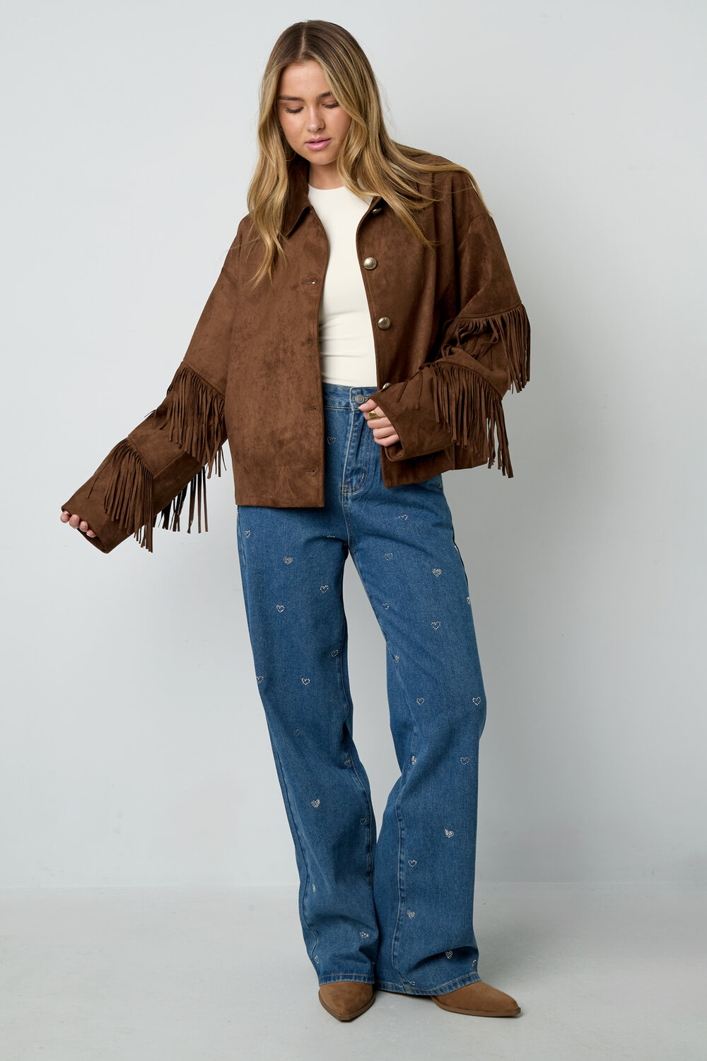 Woven Polyester Fiber Women's Blouse Casual Solid Color Fall/Winter Fringe Detail h5Picture10