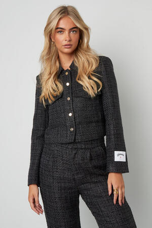 Woven Polyester Fiber Women's Jacket Elegant Checkered Statement h5 Picture5