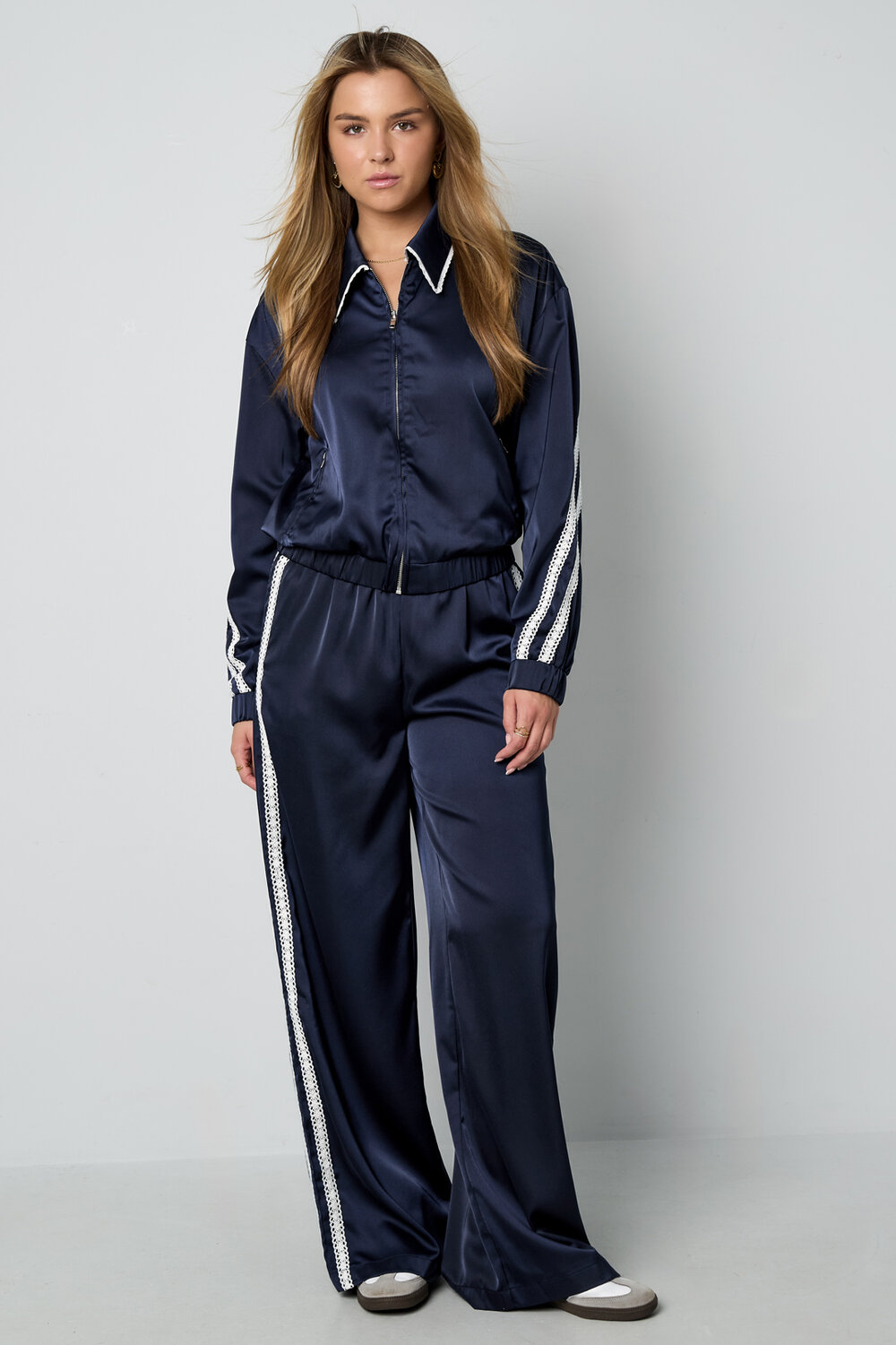 Woven Polyester Fiber Women's Jacket Sporty Color Clash 2-piece Set h5Picture12