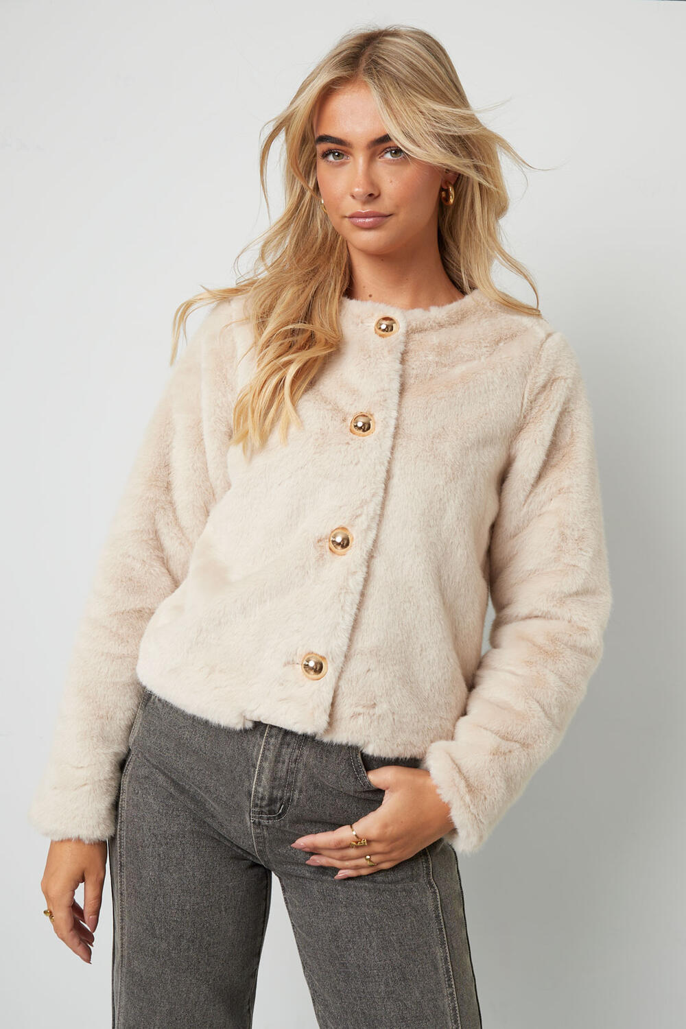 Woven Polyester Fiber Women's Jacket Elegant Solid Color Fall/Winter h5Picture12