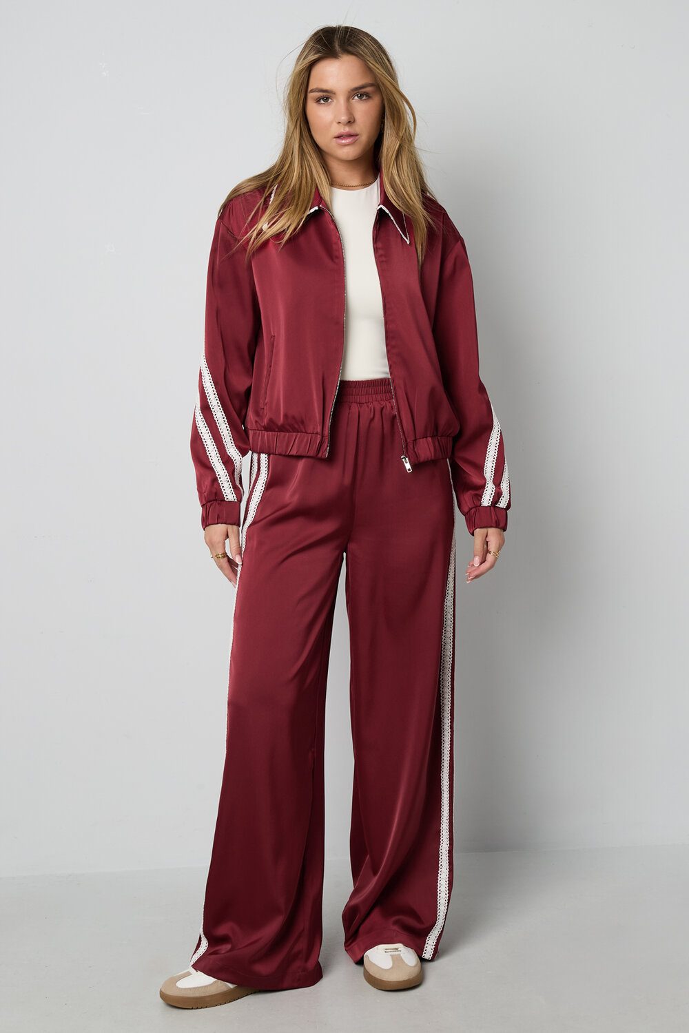 Woven Polyester Fiber Women's Jacket Sporty Color Clash 2-piece Set h5Picture11