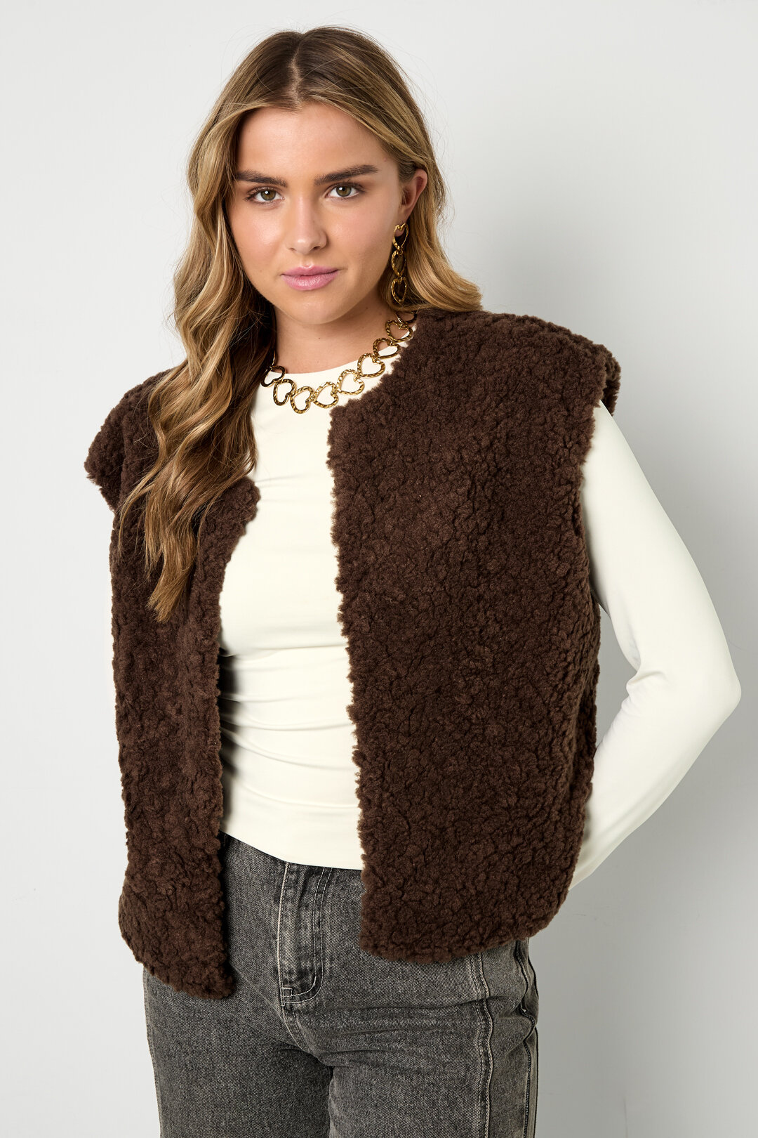 Woven Polyester Fiber Women's Vest Casual Solid Color Fall/Winter h5 Picture2