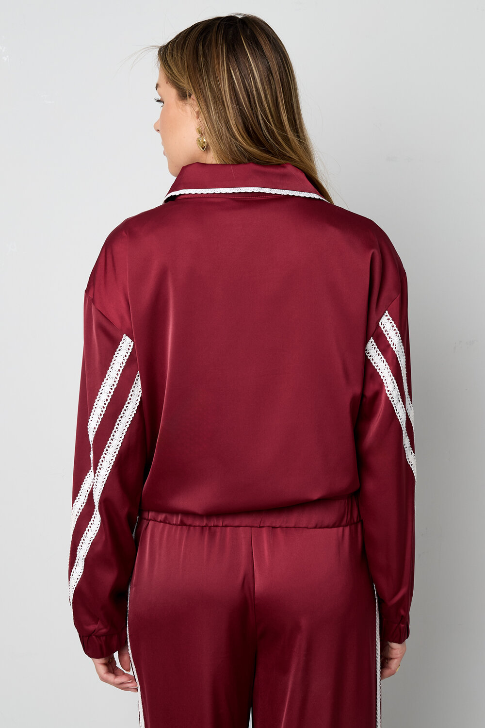 Woven Polyester Fiber Women's Jacket Sporty Color Clash 2-piece Set h5Picture13