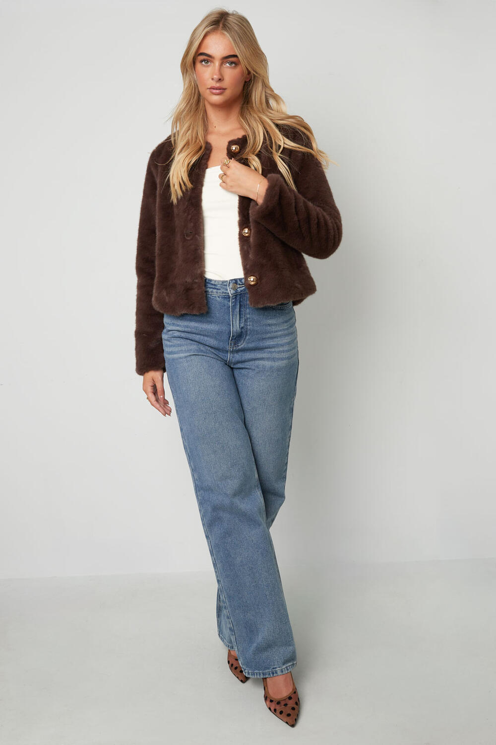 Woven Polyester Fiber Women's Jacket Elegant Solid Color Fall/Winter h5Picture5